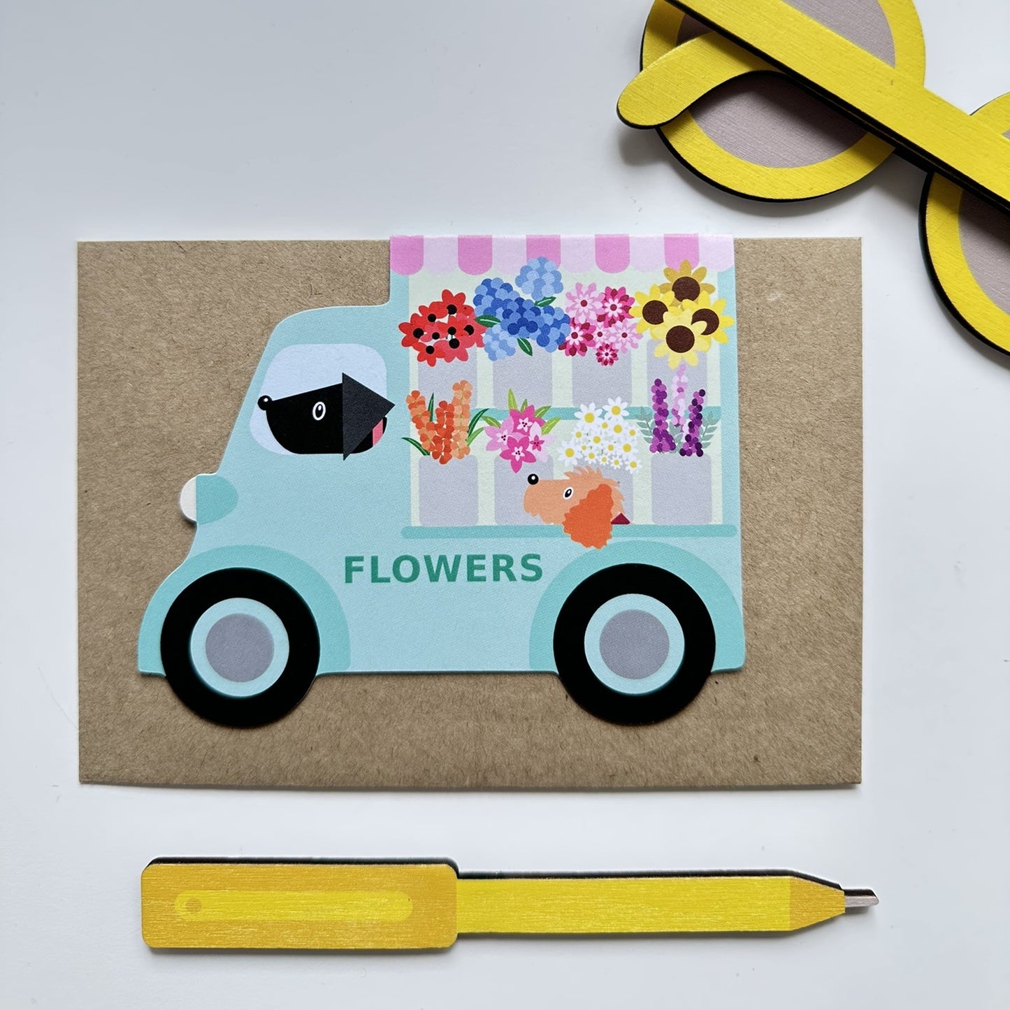 Flower Van Shaped card