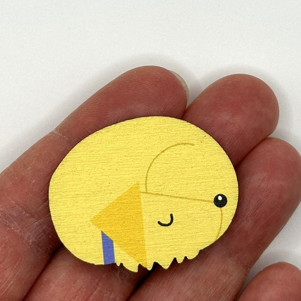 Golden Retriever Sleeping - Wooden Pin Badge