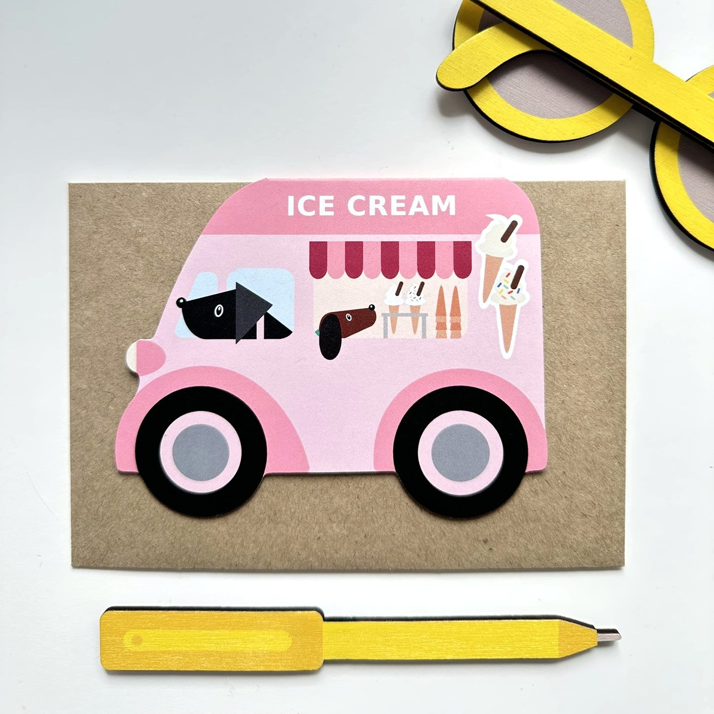 Ice cream van shaped card