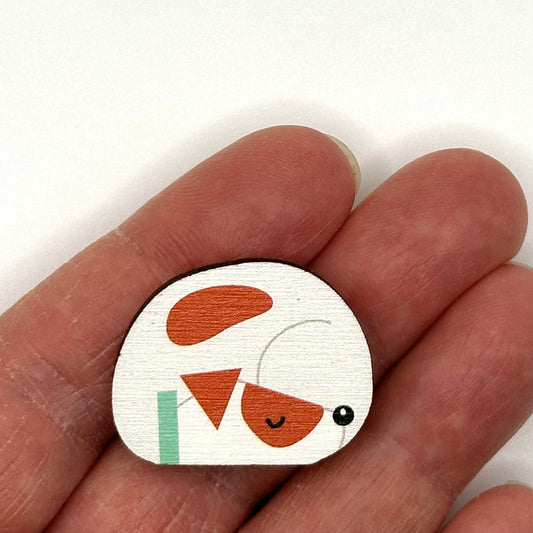 Jack Russell Sleeping - Wooden Pin Badge