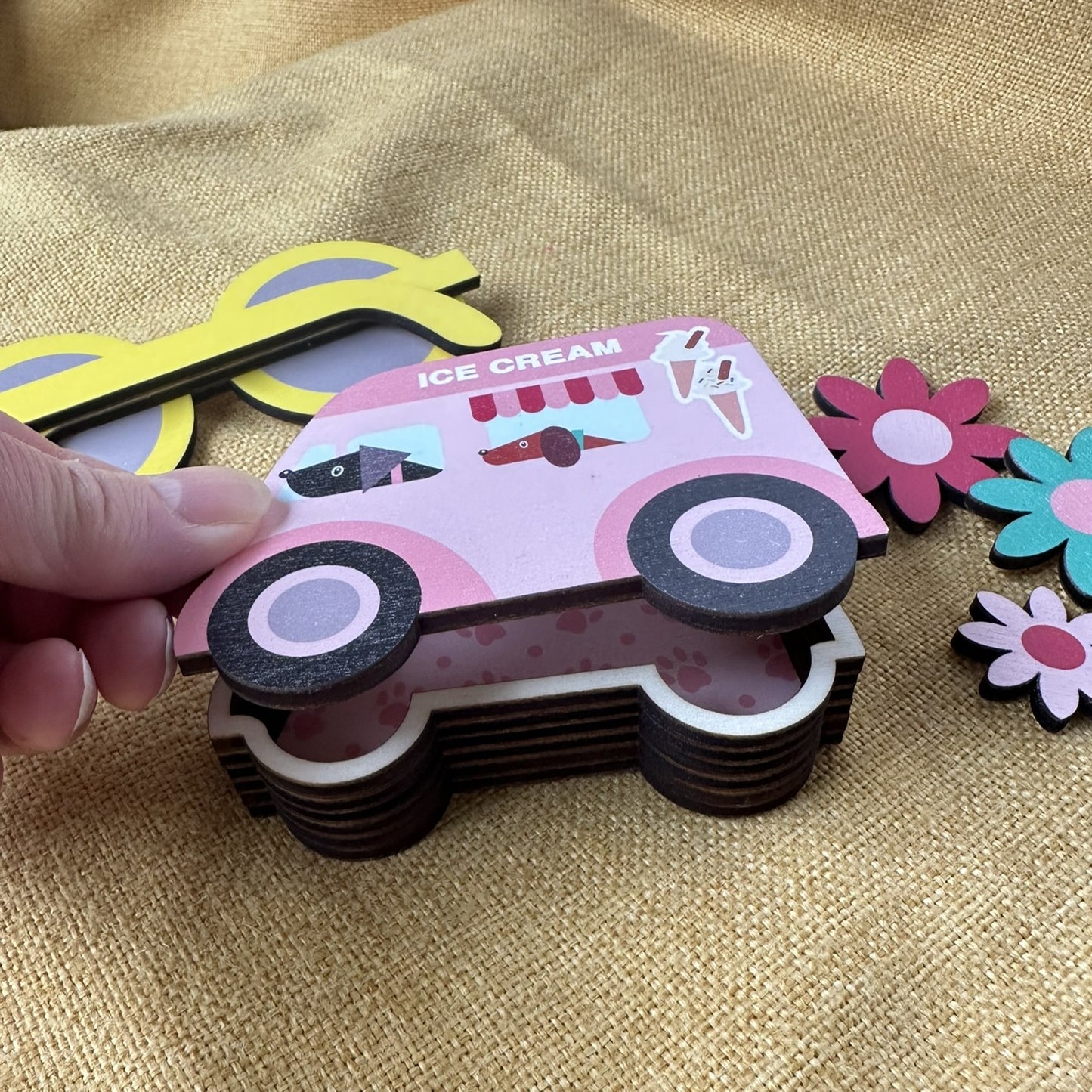 Wooden Trinket Box - Dogs in Ice Cream Van