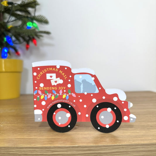 Christmas Postal Delivering Van - Cut out Christmas Card