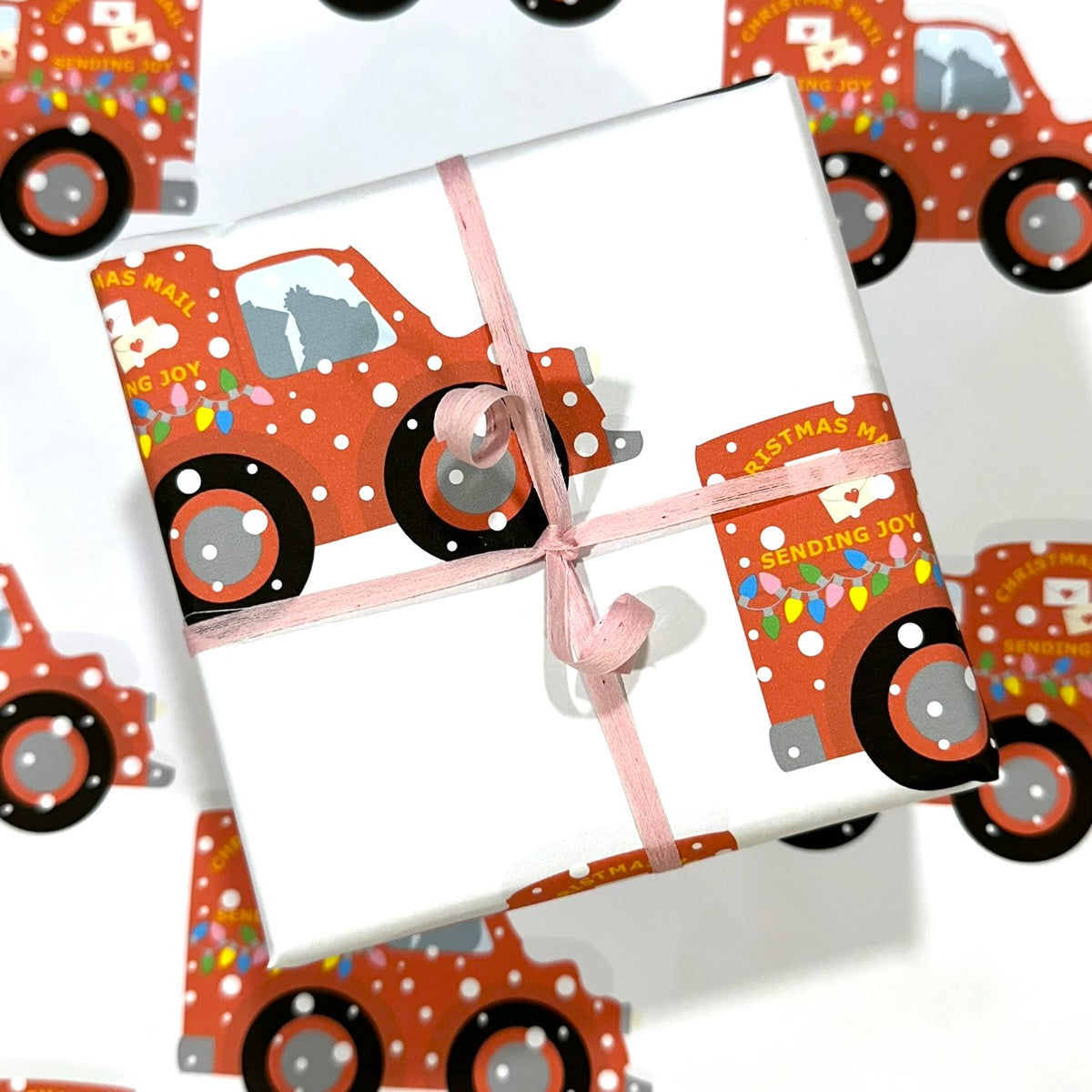 Red Christmas Post Van - Christmas Paper & Gift Card Set