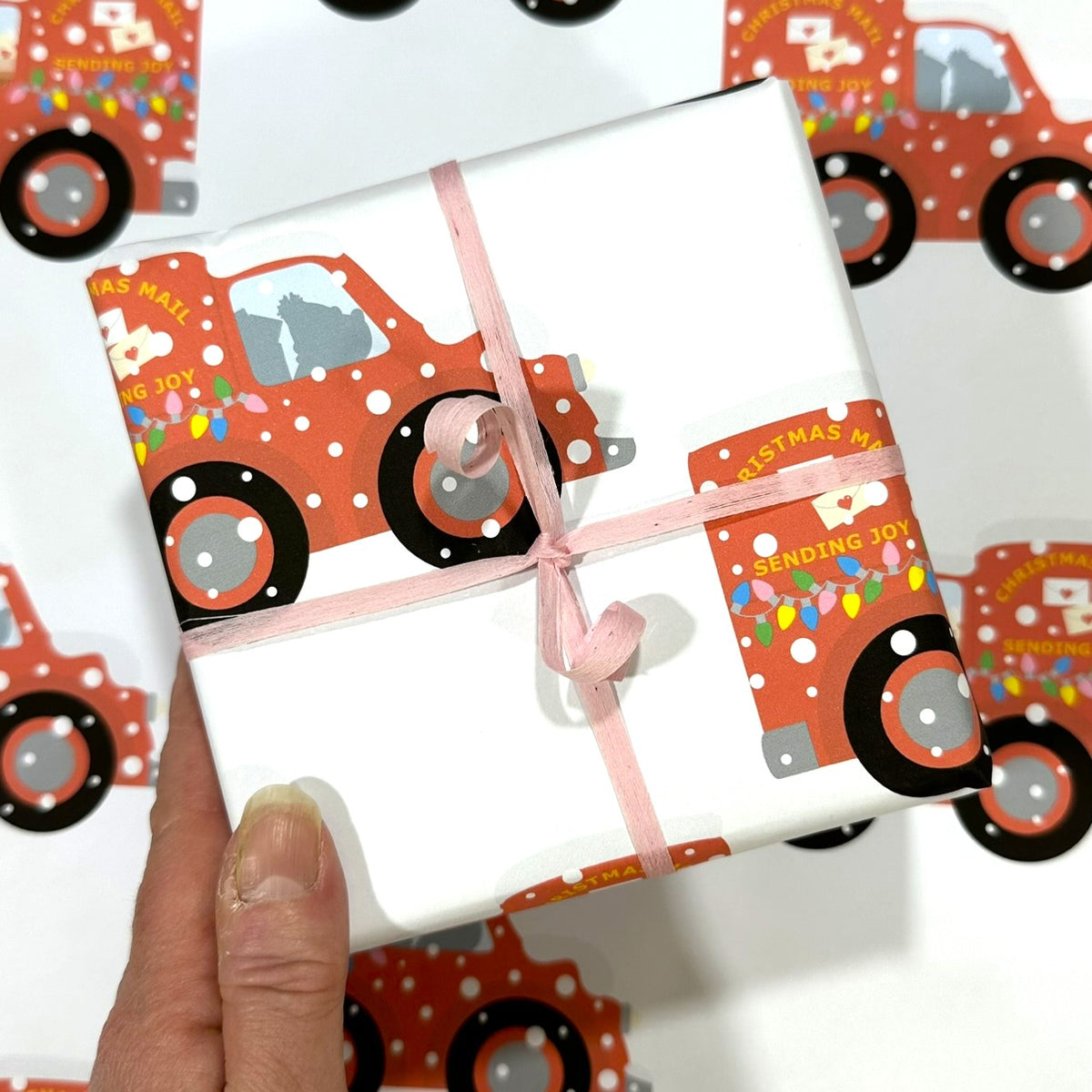 Red Christmas Post Van - Christmas Paper & Gift Card Set