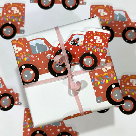 Red Christmas Post Van - Christmas Paper & Gift Card Set