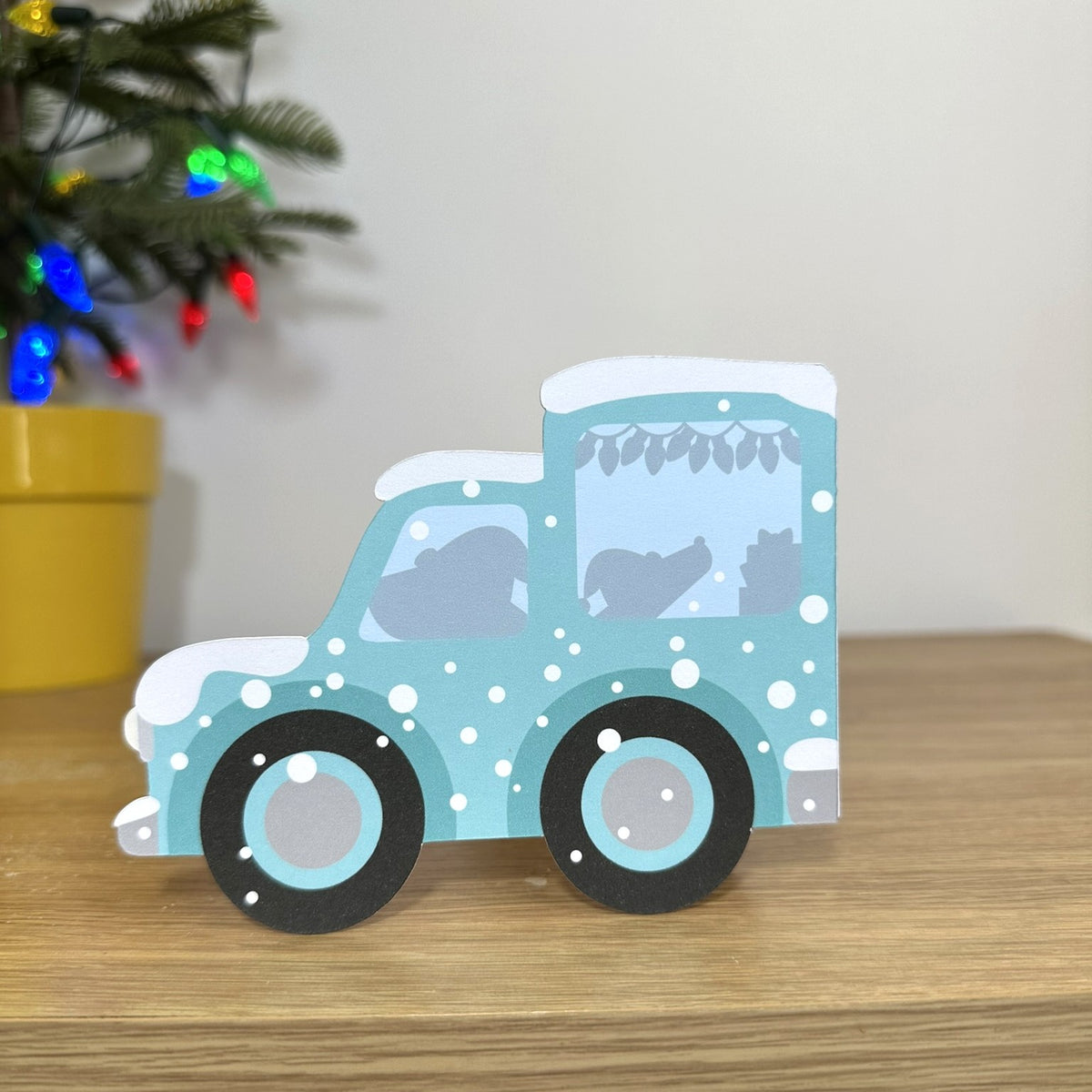 Personalised Teal Vintage Van Christmas Card