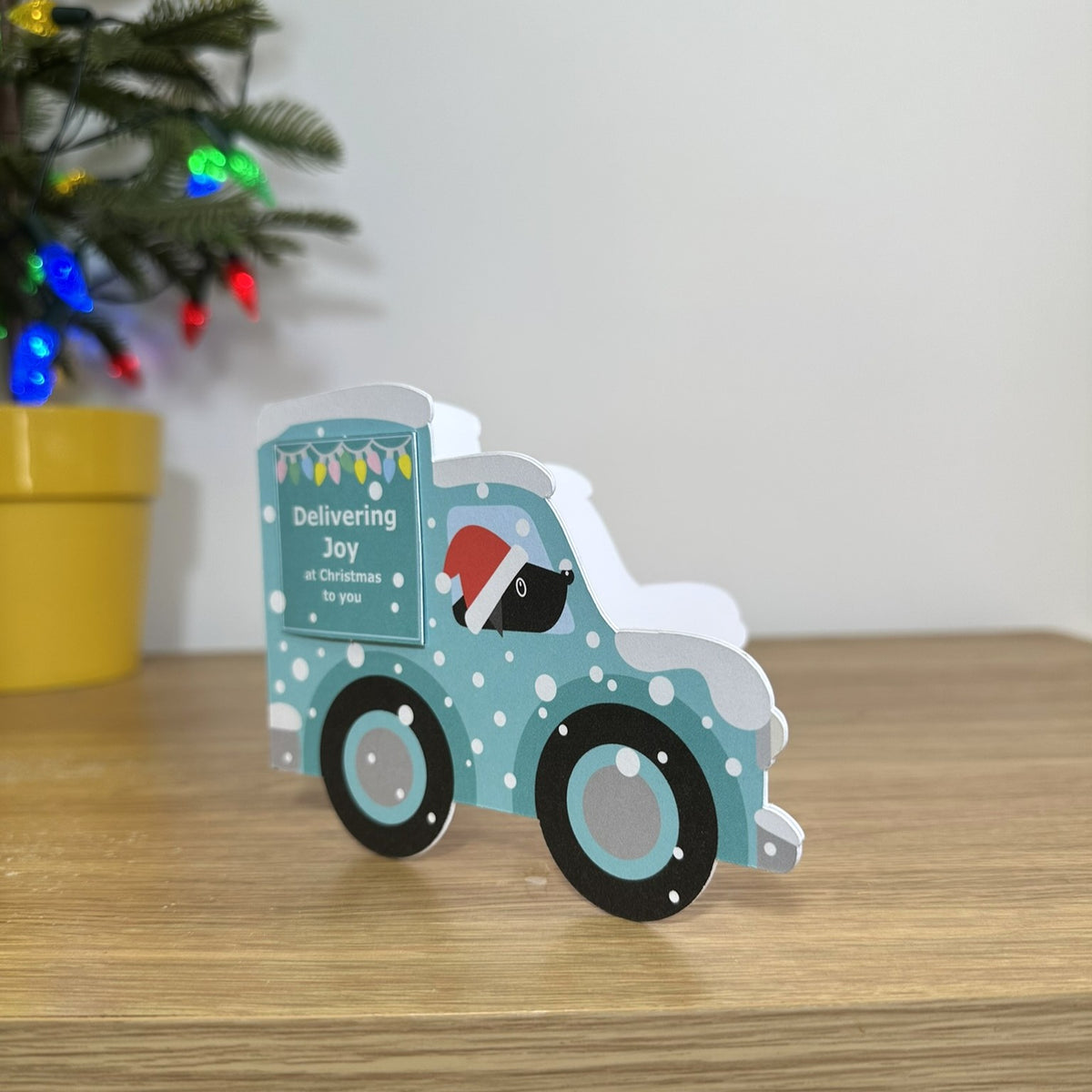 Personalised Teal Vintage Van Christmas Card