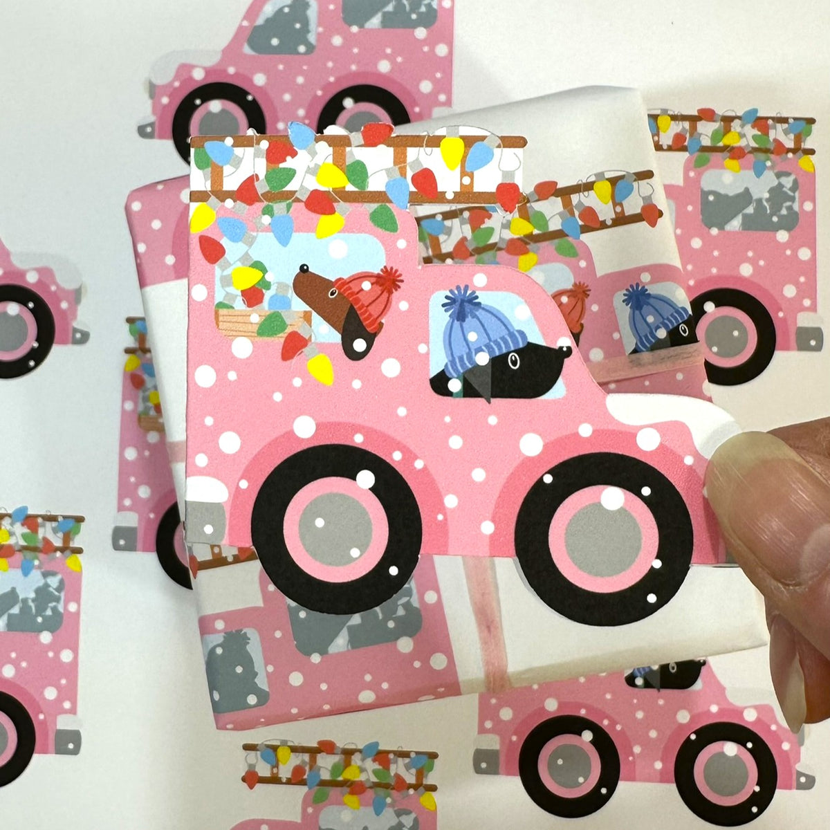 Putting Up the Christmas Street Lights - Christmas Paper & Gift Card Set