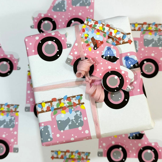Putting Up the Christmas Street Lights - Christmas Paper & Gift Card Set