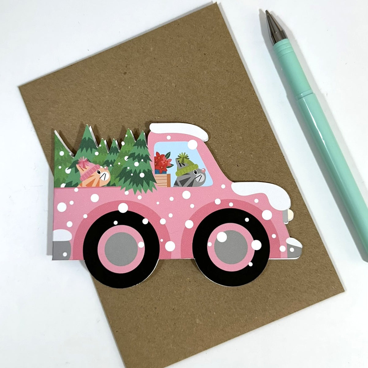 Delivering Christmas Trees - Cut out Christmas Card