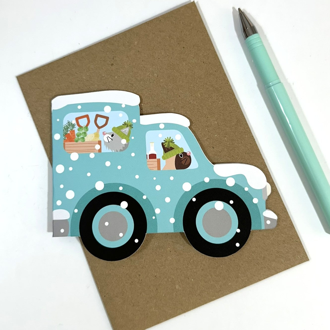 Collecting the Christmas Veg - Cut out Christmas Card