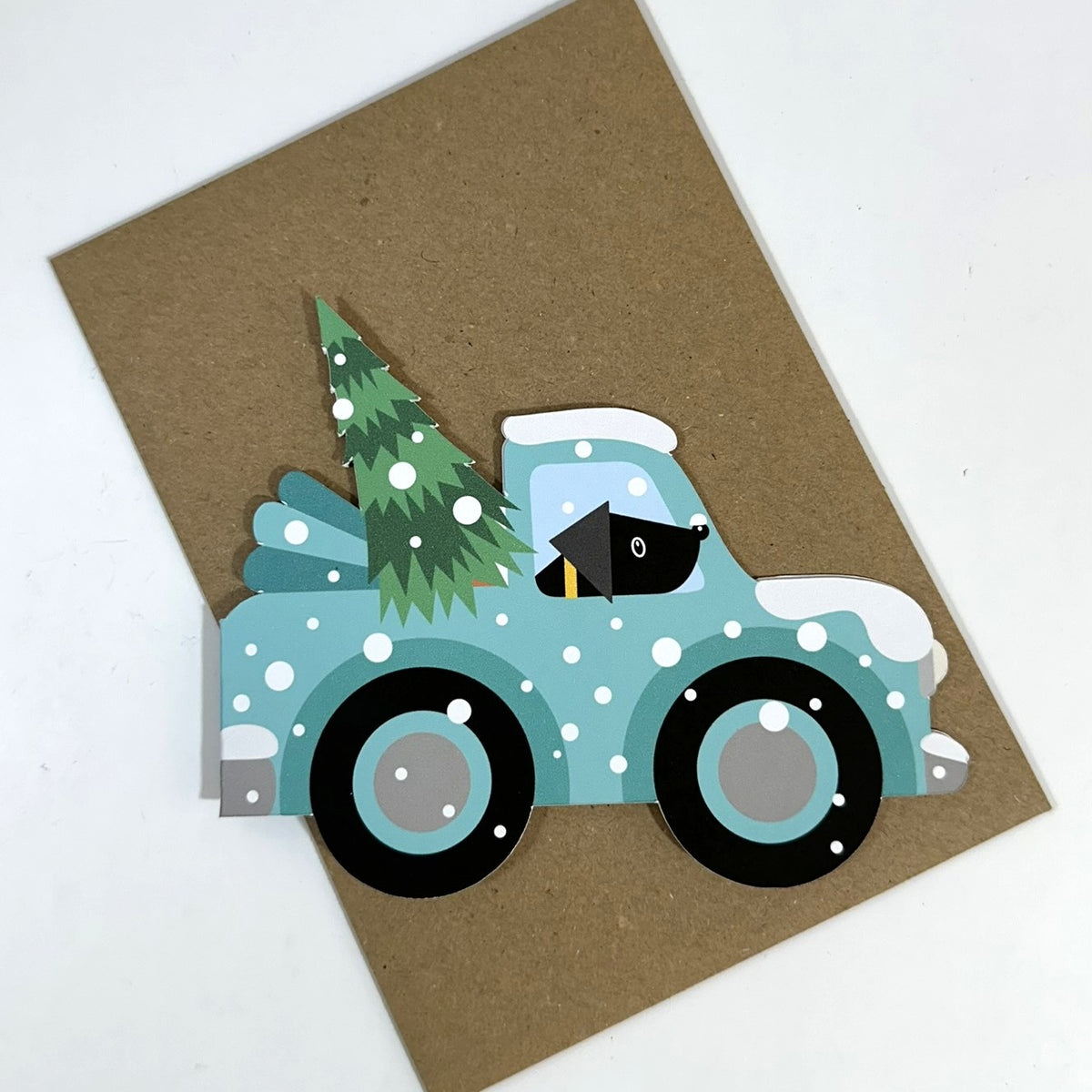 Collecting the Christmas Tree - Shaped Christmas card