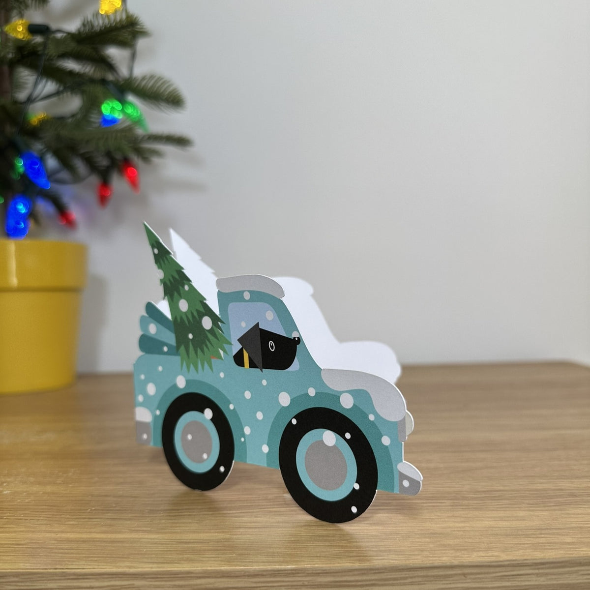Collecting the Christmas Tree - Shaped Christmas card