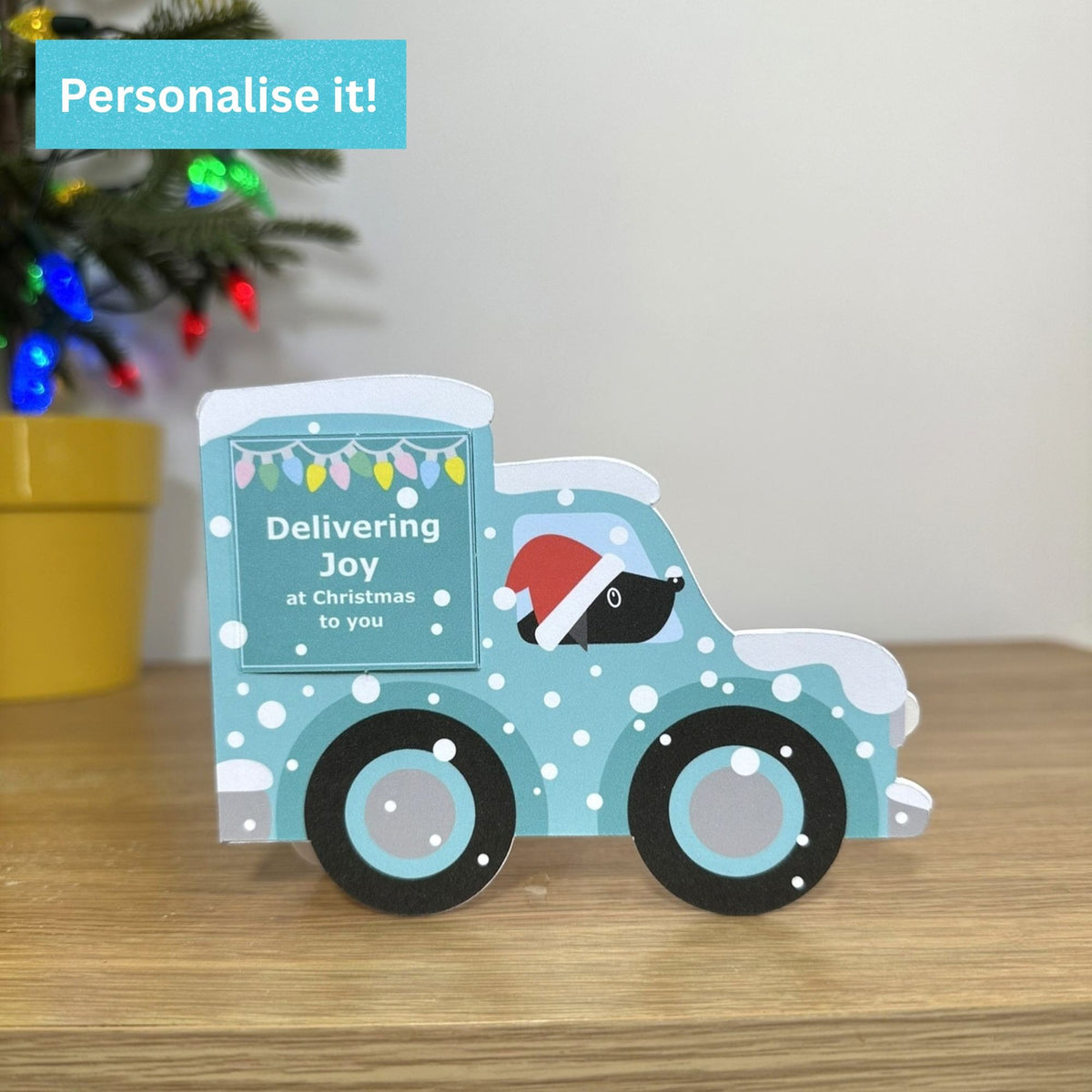 Personalised Teal Vintage Van Christmas Card