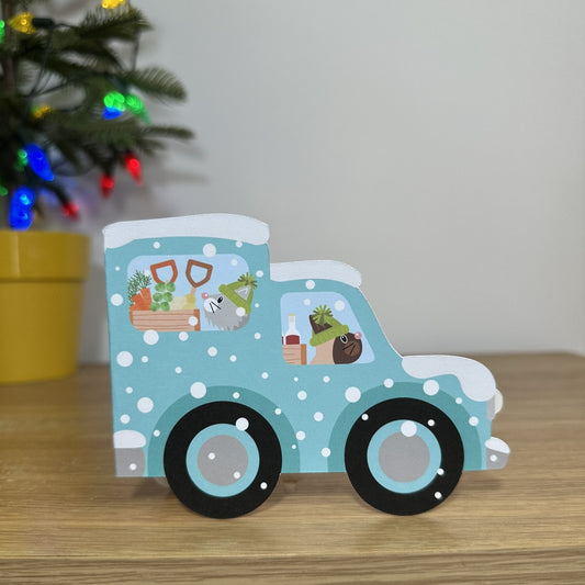 Collecting the Christmas Veg - Cut out Christmas Card