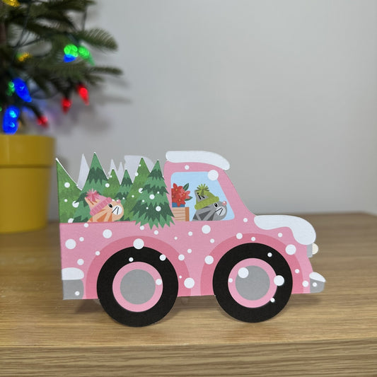 Delivering Christmas Trees - Cut out Christmas Card