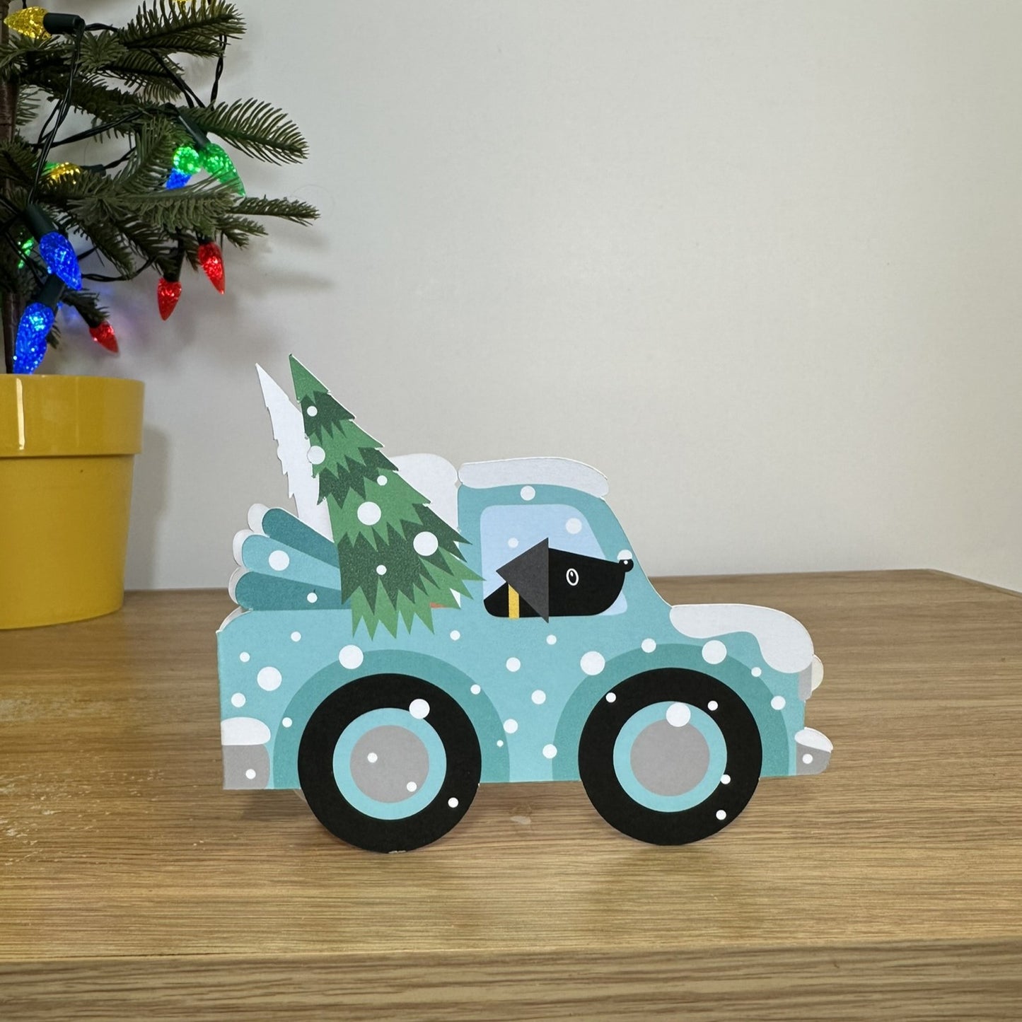 Collecting the Christmas Tree - Shaped Christmas card