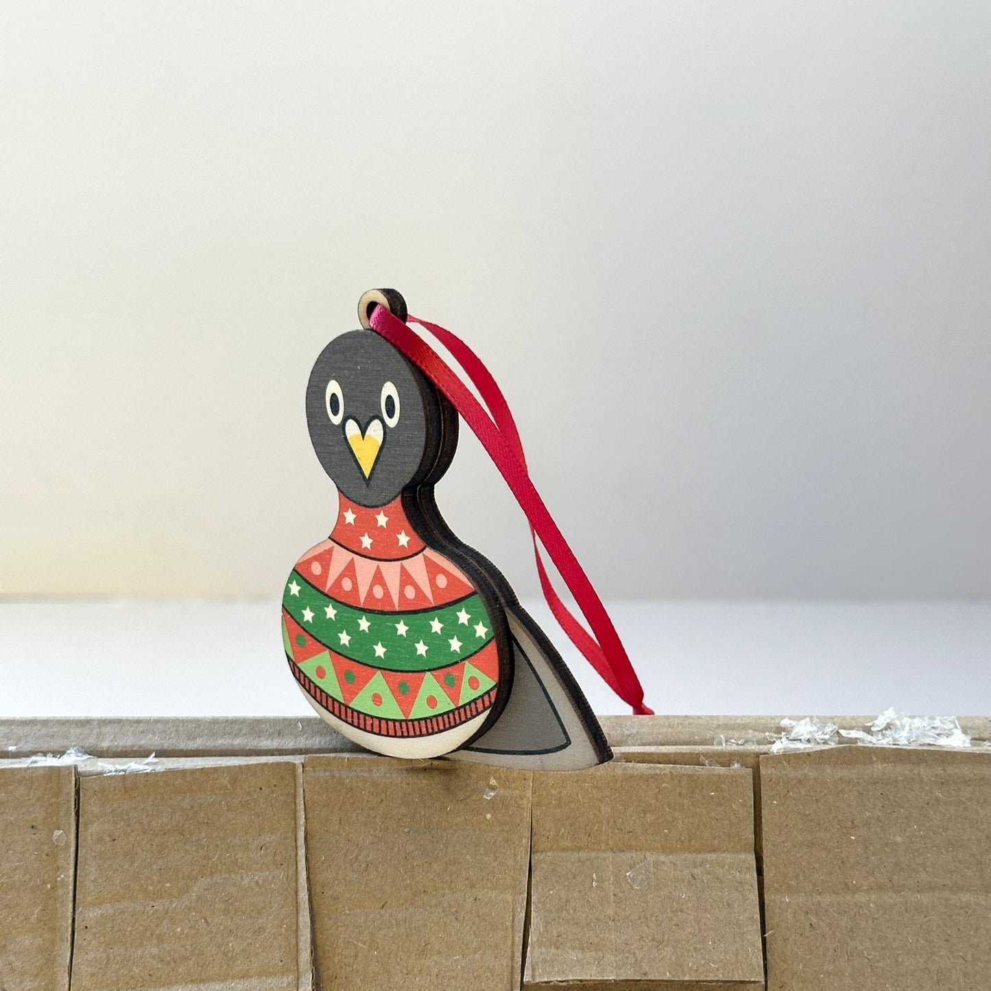 Festive Pigeon wearing a Fair Isle Jumper - Tree Decoration