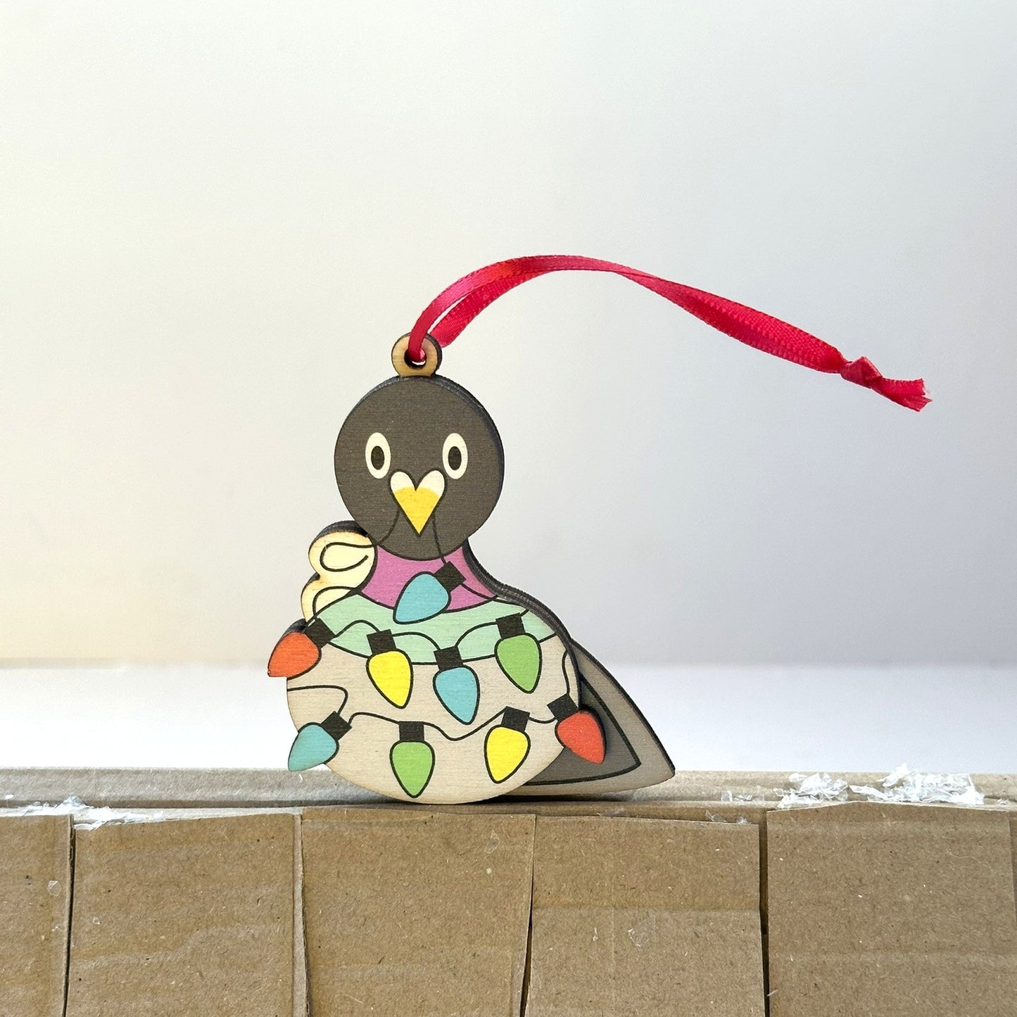 Festive Pigeon with Christmas Lights - Tree Decoration