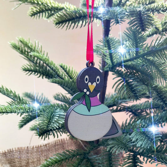 Festive Pigeon with mistletoe - Tree Decoration