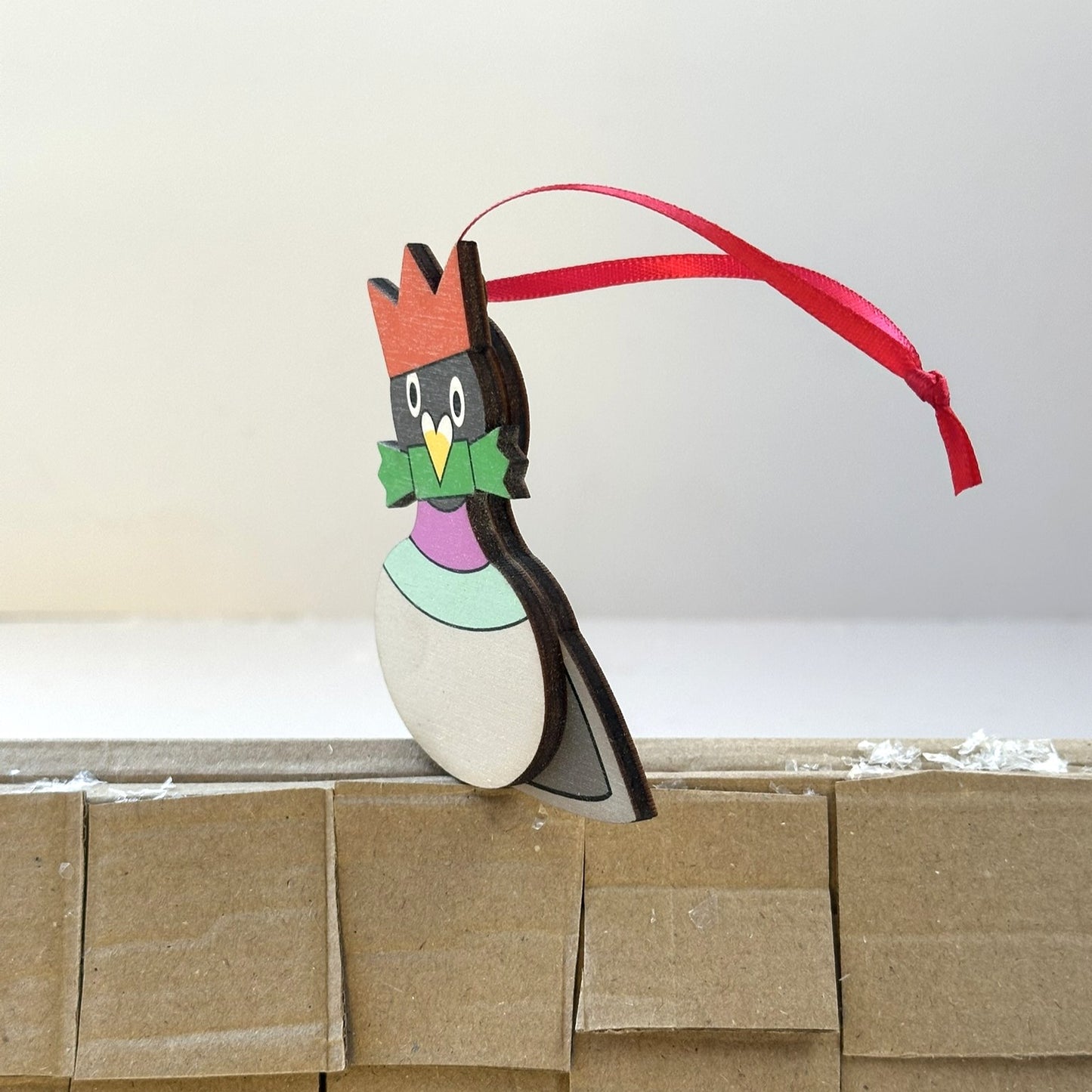 Festive Pigeon with Hat and Cracker - Tree Decoration