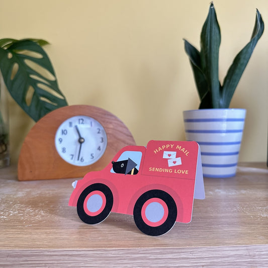 Happy Mail Post Van cut out card