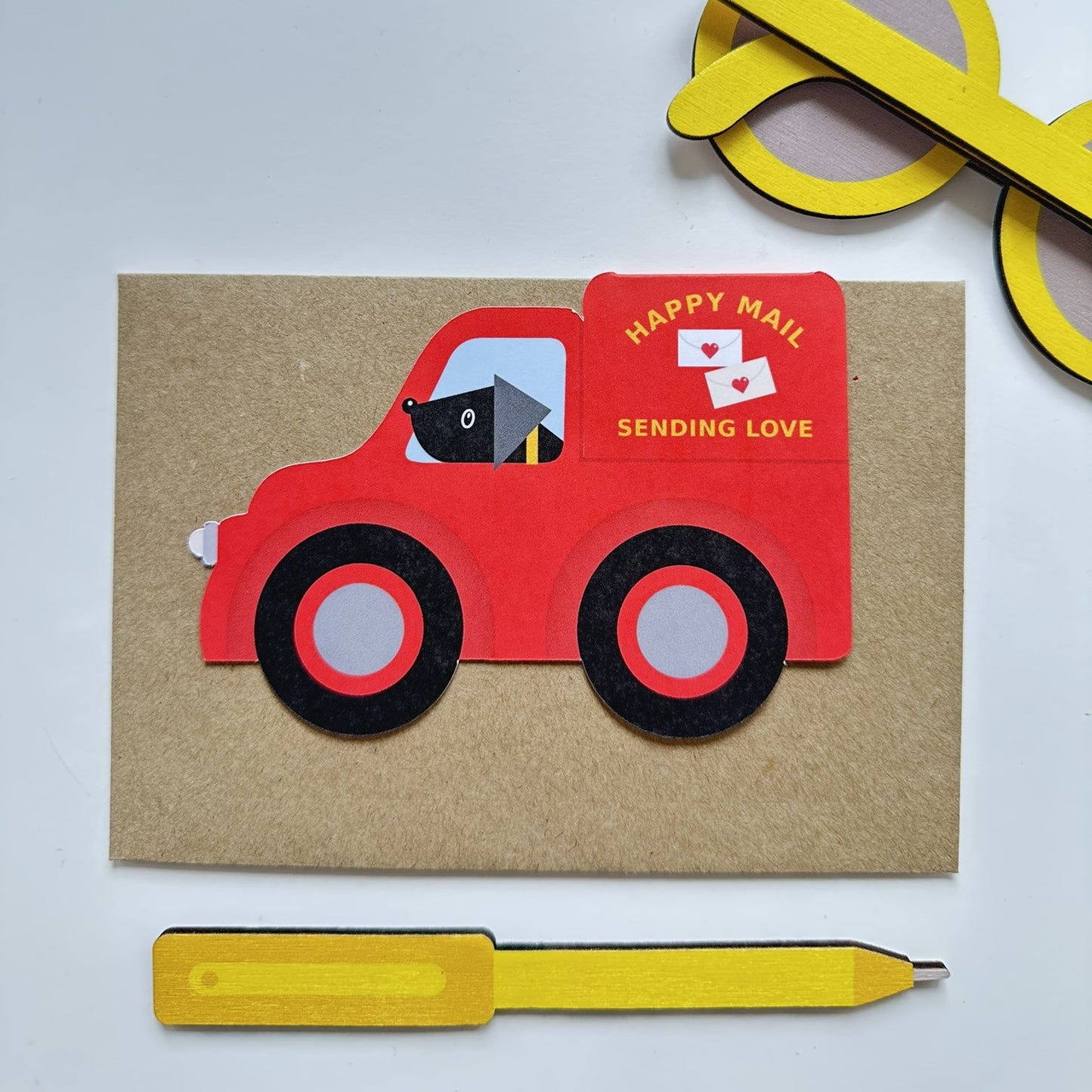 Happy Mail Post Van cut out card