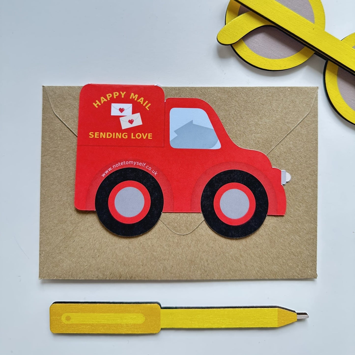 Happy Mail Post Van cut out card
