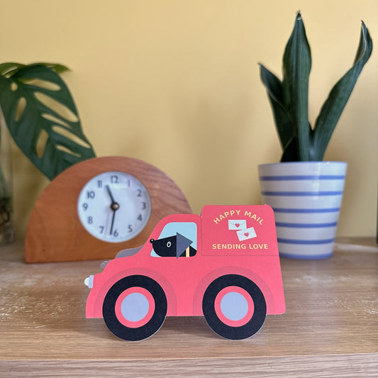 Happy Mail Post Van cut out card