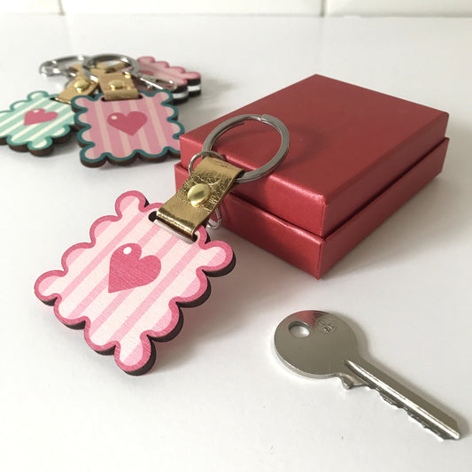 Personalised Pink Wavy Frame Keyring/Bag Charm