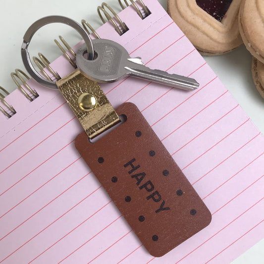 Bourbon Biscuit Keyring – Happy