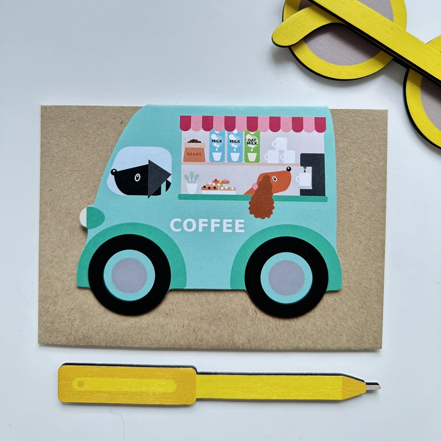 Coffee van shaped card