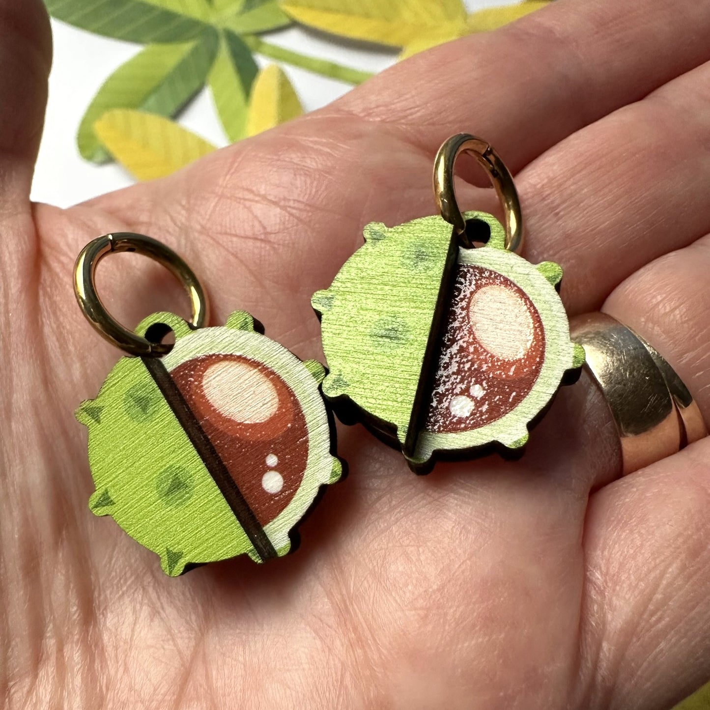 Playful Wooden Conker Earrings