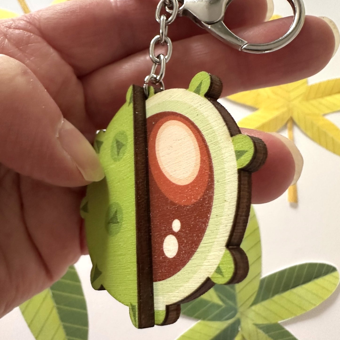 Wooden Conker Keyring/ bag charm