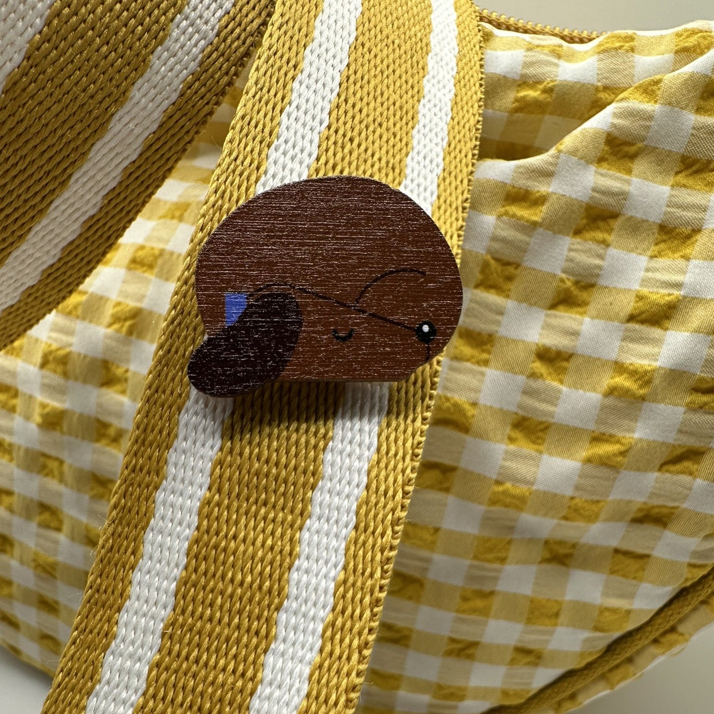 Dachshund Sleeping - Wooden Pin Badge
