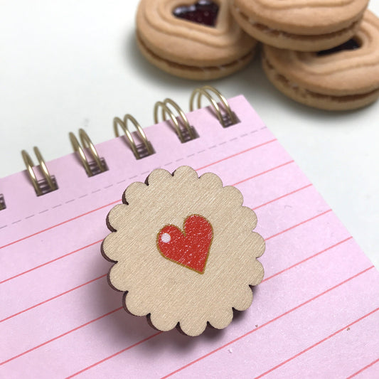 Jam Heart Biscuit Brooch – Red Heart
