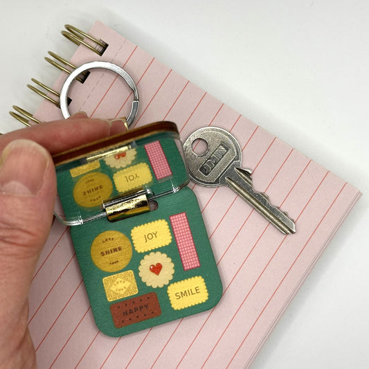 Biscuit Tin Keyring with Hidden Mirror