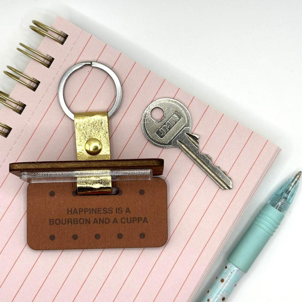 Bourbon Biscuit Keyring with Hidden Pocket Mirror