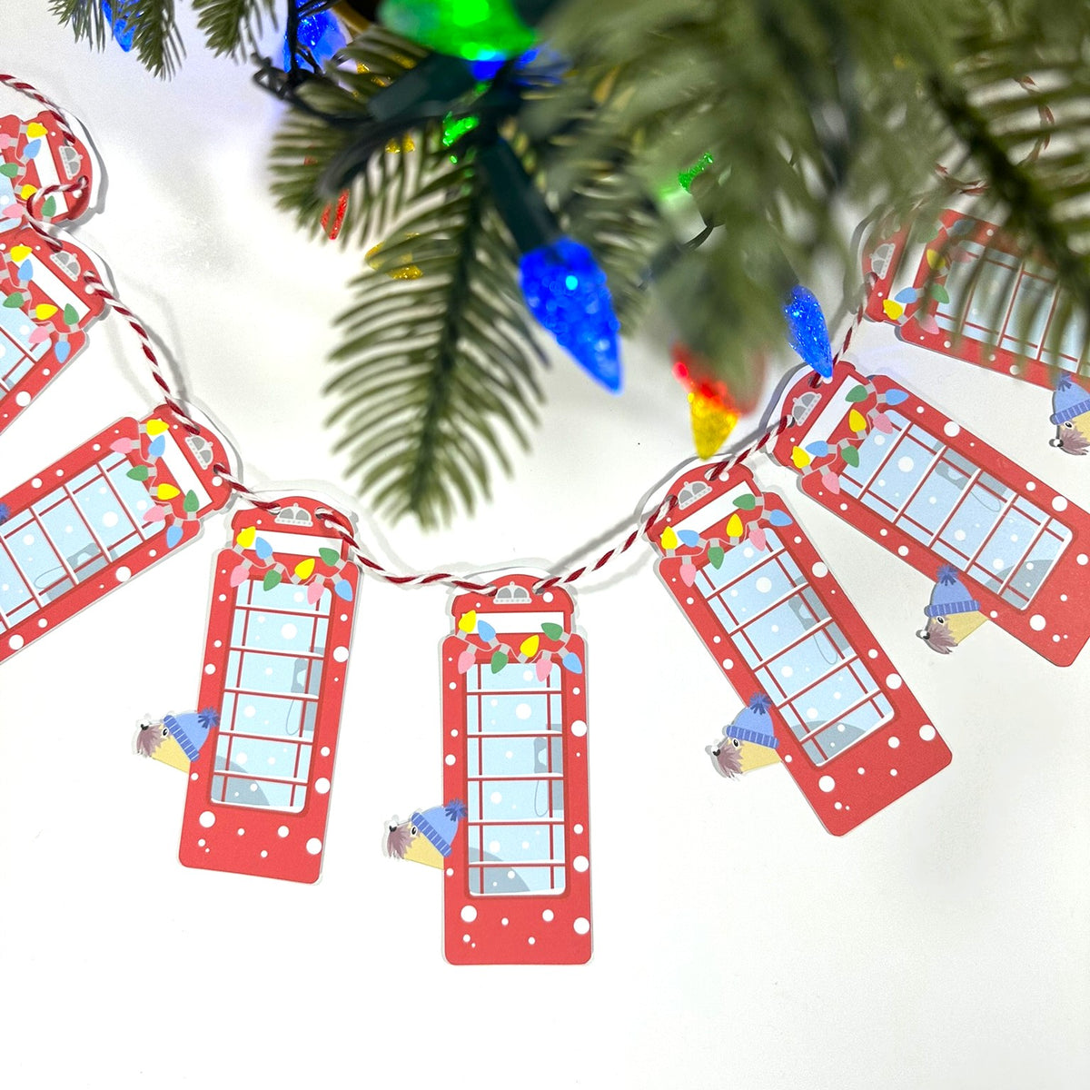 Personalised Christmas Red Phone Box - Festive Garlands