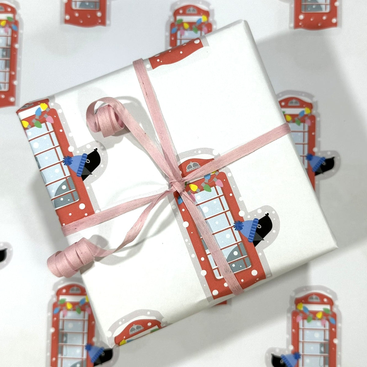 Festive Red Phone Box - Christmas Paper & Gift Card Set