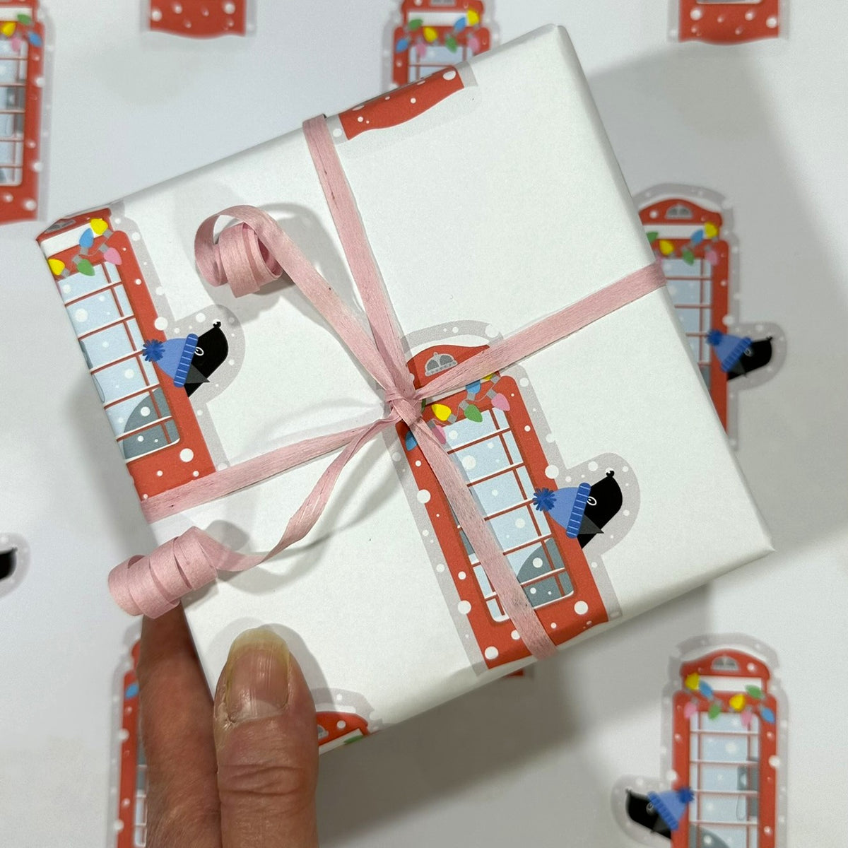 Festive Red Phone Box - Christmas Paper & Gift Card Set