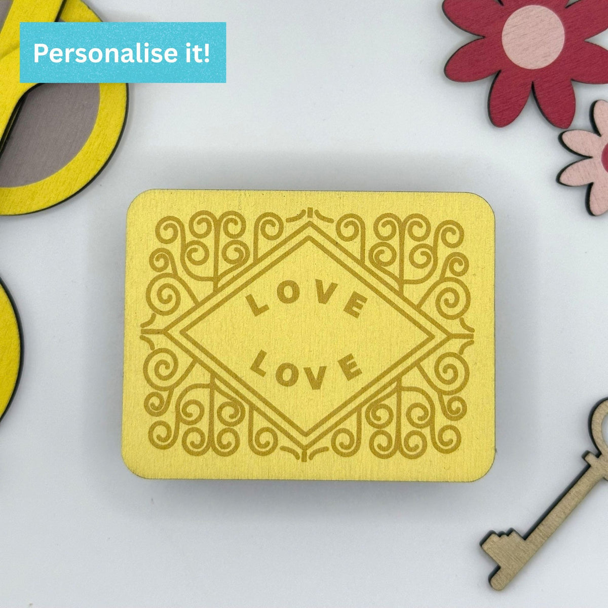 Personalised Wooden Trinket Box - Custard Cream Biscuit Shaped