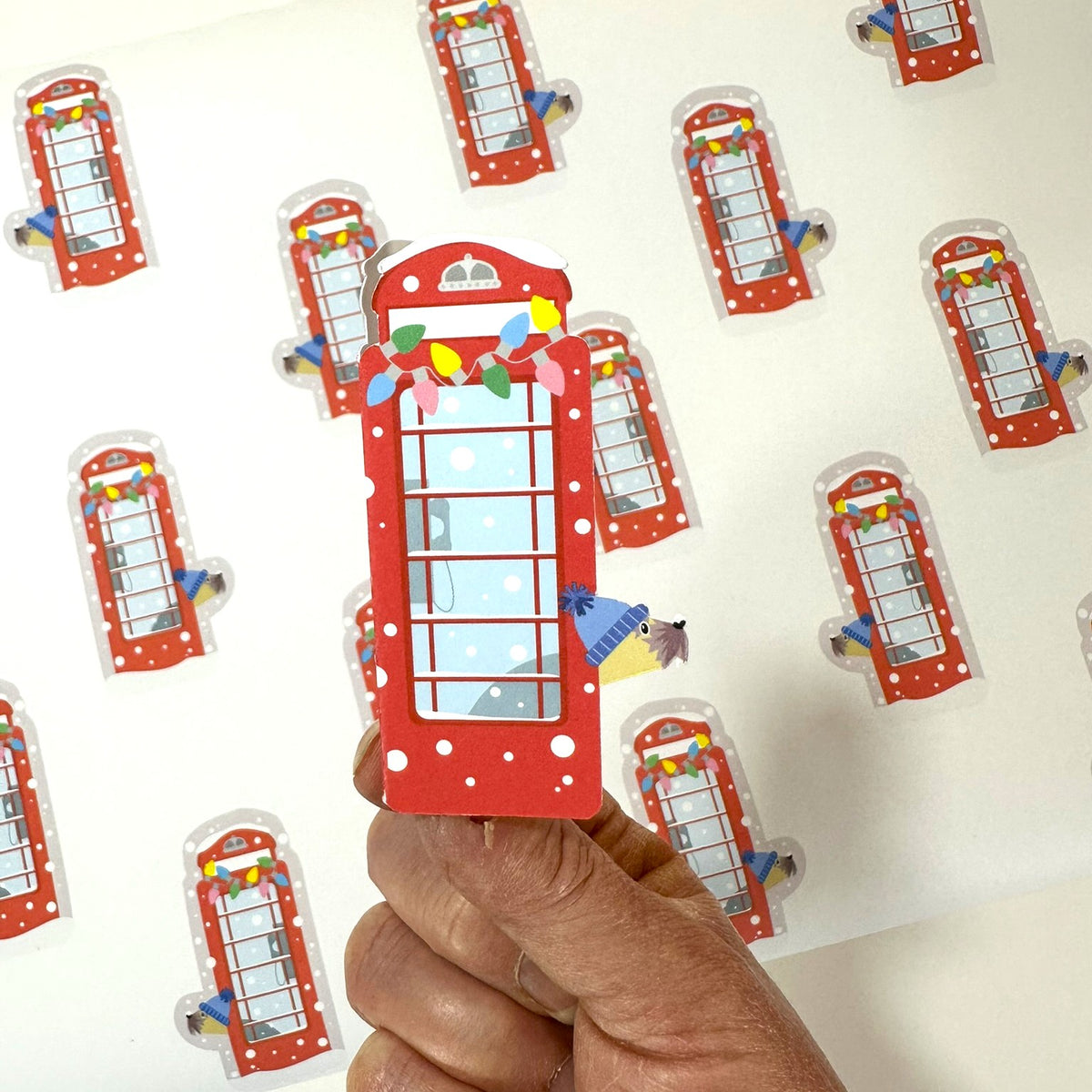 Personalised Festive Red Phone Box - Christmas Paper & Gift Card Set