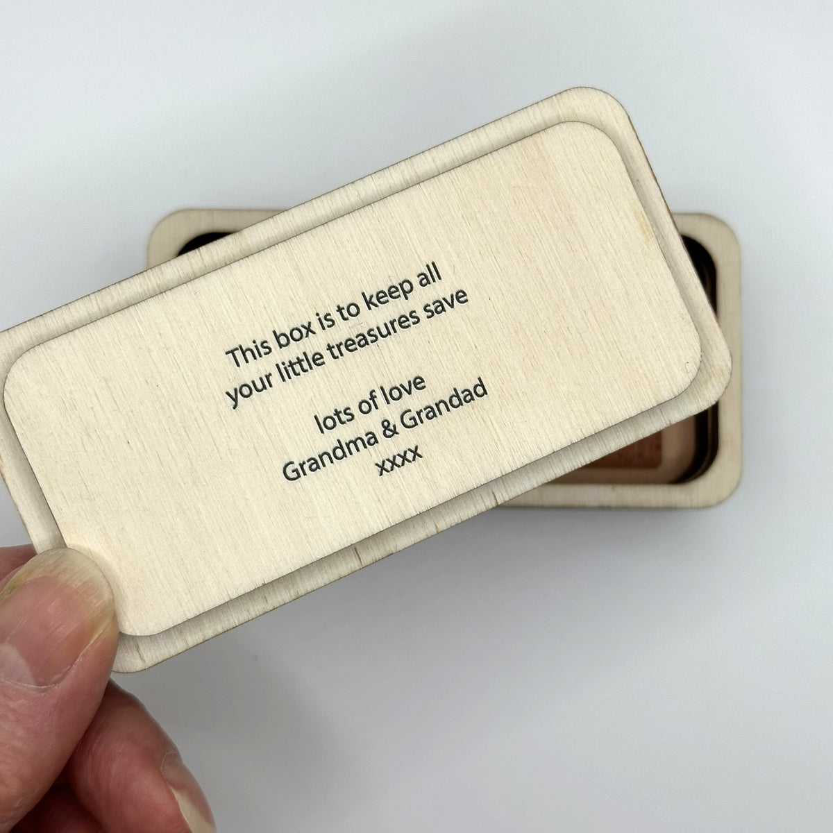Personalised Wooden Trinket Box - Custard Cream Biscuit Shaped