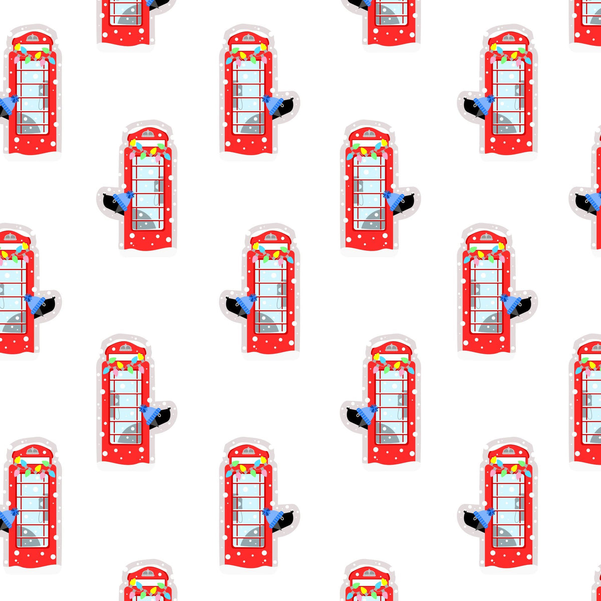 Festive Red Phone Box - Christmas Paper & Gift Card Set