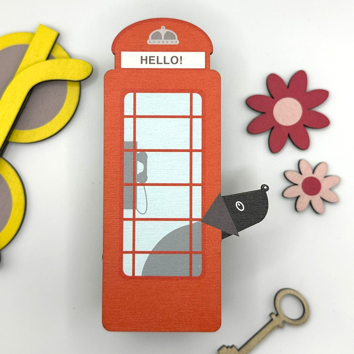 Wooden Pen Pot - Iconic Red Phone Box Shaped