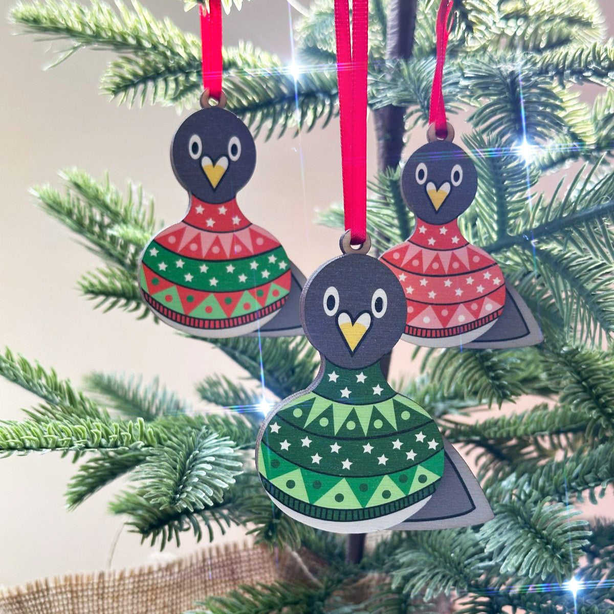 Pigeon Family of Three, Tree Decoration