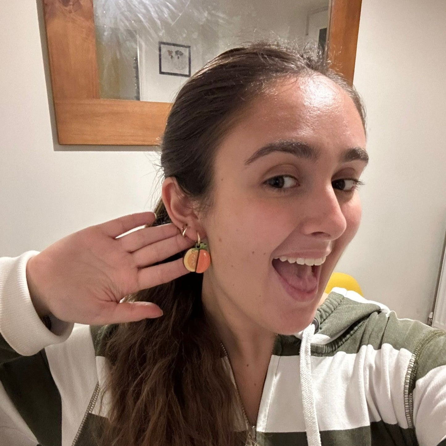 Colourful Wooden Pumpkin Earrings