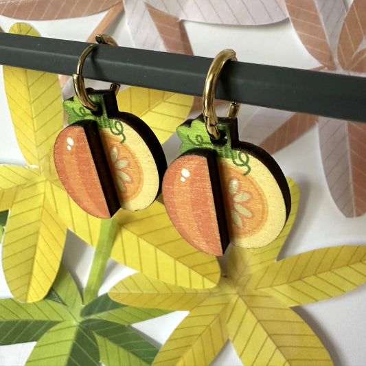 Colourful Wooden Pumpkin Earrings