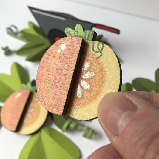Wooden Pumpkin Brooch - Colourful Autumn Accessory